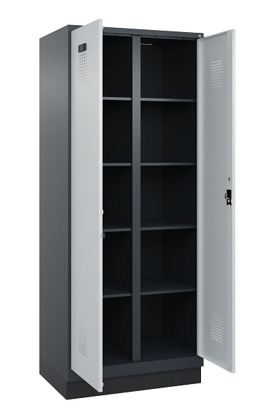 C+P Wäsche-Spind Evolo PLUS, mit Sockel, 2 Abteile, 1950x800x500mm, 7016/7035, Verschluss Zylinderschloss, 049022-22B S10044