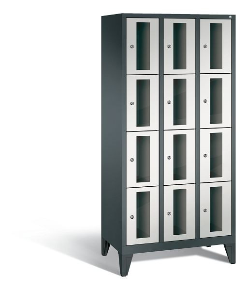 C+P Schließfachschrank Classic, 12 Fächer, H1850xB900xT500 mm, Anthrazit/Grau, 8010A304 S10017