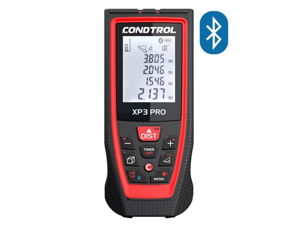 CONDTROL XP3 Pro Professioneller Entfernungsmesser, Neigungsmesser, Punkt-zu-Punkt-Messungen, Speicher, BLUETOOTH, Messbereich 0,05-120m, 1-4-103