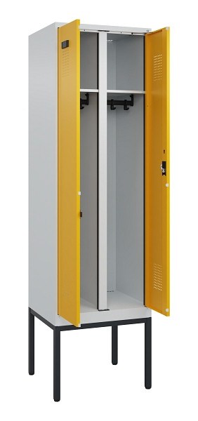 C+P Schwarz-Weiß-Spind Evolo PLUS, Gestell, 2 Abteile, 2120x600x500mm, 7035/1004, Zylinderschloss, 0490327-20 S10027