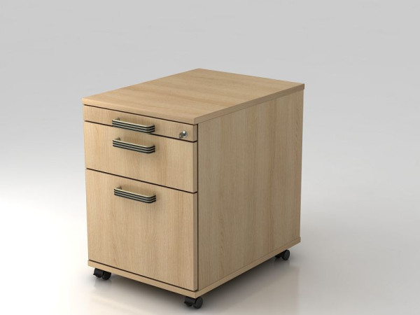 Hammerbacher Rollcontainer 58cm, 1 Schub, 1HR, Schloss Streifengriff Eiche, 42,8x58x59 cm, 1/3/6 HE, VAC20/E/E/SG