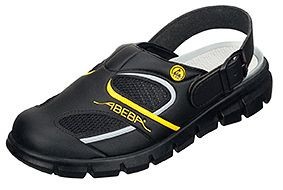 ABEBA Berufsschuhe Dynamic Clog schwarz/ gelb, OB, Fersenriemen feststehend, verstellbar, Mikrofaser mit atmungsaktiven Textileinsätzen, 37343-41