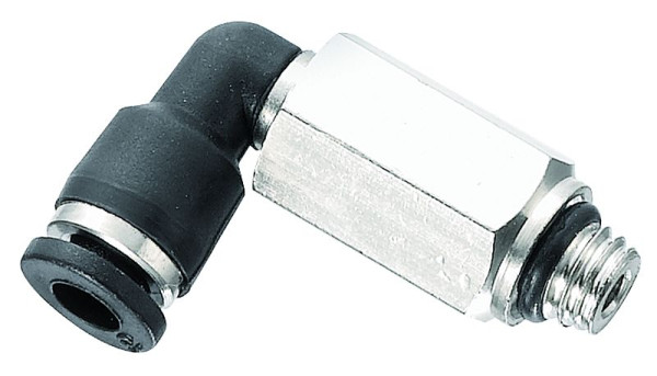 Prevost Micro 90°-Winkelstück mit langem metrischem Außengewinde - RCC LG, Metrisches AG= M3, für Schlauch mit Außen-Ø= 3 mm, VE: 10 Stück, RCC LG03M3