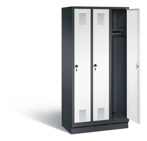 C+P Garderobenschrank Evolo, H1800xB900xT500mm, Farbe: Schwarzgrau / Verkehrsweiß, 48020-30 S10938