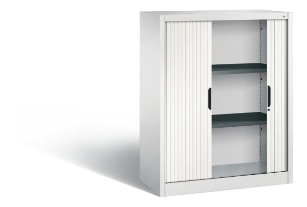 C+P Sideboard mit Rollladen Omnispace, H1230xB1000xT420mm, Farbe: Lichtgrau / Verkehrsweiß, Griffmulde, 3 OH, 3232-00 S10201