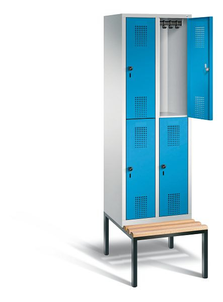 C+P Spind doppelstöckig Evolo, H2090xB610xT815mm, Farbe: Lichtgrau / Lichtblau, 48350-20 S10077