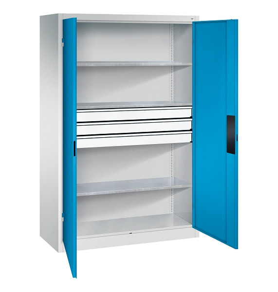 C+P Werkzeugschrank Acurado, H1950xB1200xT500mm, 7035/5012, 2 Einlegeböden, Traglast 110 kg, 8931-5230 S10192