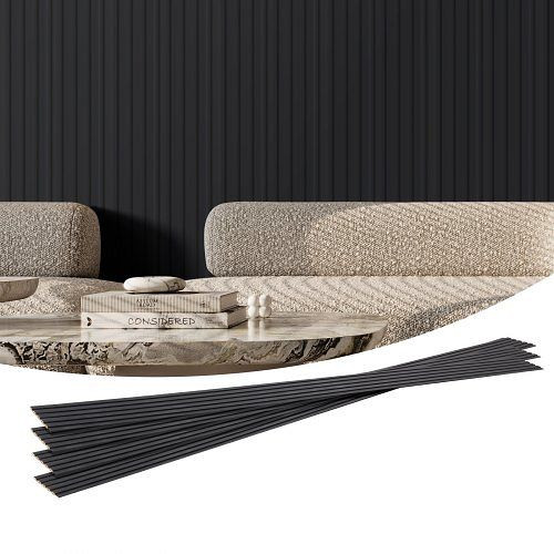 VEVOR Akustikpaneele, 2450x166mm, WPC-Holzwandplatte, Mattschwarz, 8er-Set für moderne Innenwände und Geräuschreduzierung, WPCBTQBYGHL9EARN5V0
