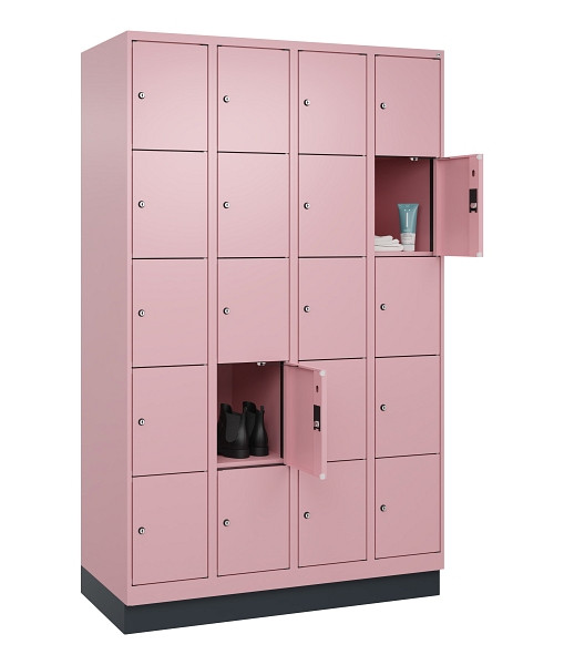 C+P Schließfachschrank Evolo PLUS, mit Sockel, 20 Fächer, 1950x1200x500mm, 3015/3015 Hellrosa, 049020-405 S10024
