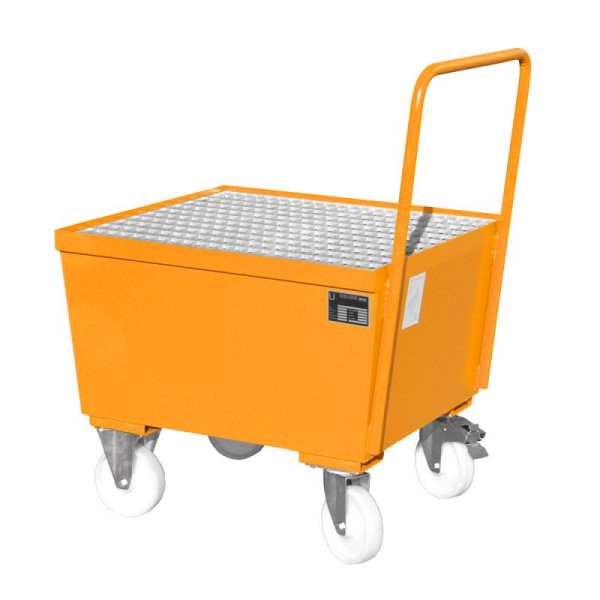 STEIN HGS Fahrbare Auffangwanne AW-F, 3mm Stahlblech, für 200l-Fässer, 215 Liter, RAL 2000 gelborange, lackiert, 1x 200 Liter Fass, 79204.0001