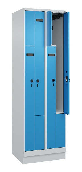 C+P Z-Spind Evolo PLUS, Sockel, 4 Fächer, 1950x600x500mm, 7035/5012, Drehriegel, 049023-204 S10001