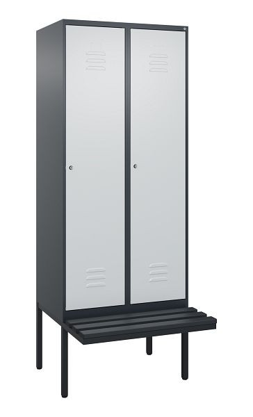 C+P Umkleidespind Classic PLUS, 2 Abteile, 2120x800x815mm, 7016/7035, Zylinderschlösser, 0800407-22 S10028