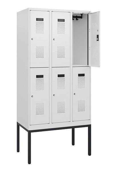 C+P Doppelstock-Spind Evolo PLUS, Gestell, 6 Fächer, 1950x900x500mm, 9016/9016, Zylinderschloss, 0493305-30 S10055