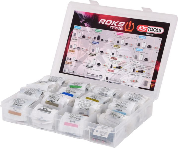 KS Tools RDKS / TPMS Service-Sortiment für Reifendruck-Kontrollsysteme, 150-teilig, 149.0100