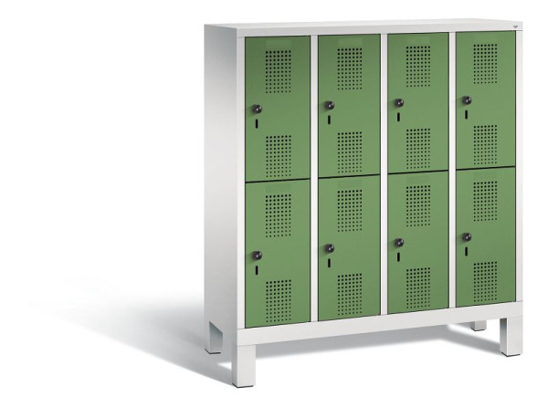 C+P Kindergarten-Spind Evolo, 8 Fächer, H1350xB1190xT300 mm, Grau/Resedagrün, 483103-40 S10040