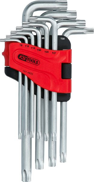 KS Tools Torx-Winkelstiftschlüssel-Satz mit Bohrung, lang, 10-teilig, TB8-TB50, 151.4820