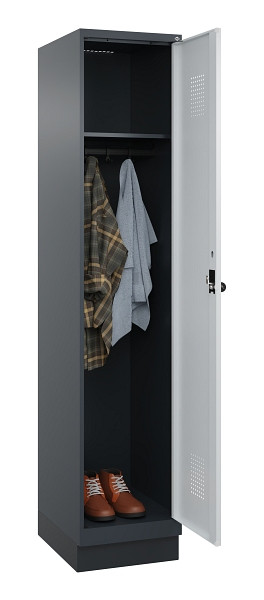 C+P Spind Evolo PLUS, mit Sockel, 1 Abteil, 1950x400x500mm, 7016/7035, Verschluss Drehriegel, Ablageböden 1, 049020-12 S10017