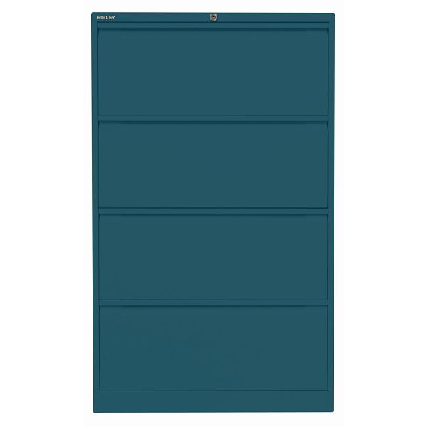 Bisley Hängeregistraturschrank, doppelbahnig, 4 HR-Schubladen, 653 ozeanblau, DF4653