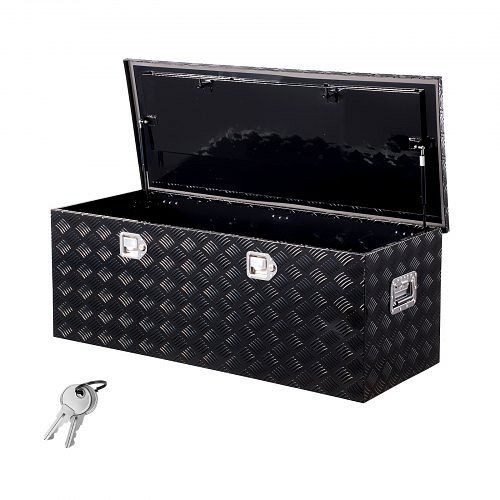 VEVOR Aluminium-Werkzeugkasten für Ladefläche mit Griff & Schloss, für Anhänger/Pickup/Wohnmobil (1219x495x444 mm) Schwarz, LCZXGJX48195SYCYT001V0
