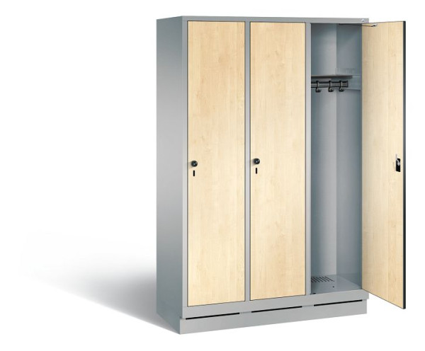 C+P Garderobenschrank Evolo, H1800xB1200xT500mm, Farbe: Weißaluminium / Dekor Donau-Ahorn, 48020-32 S10780