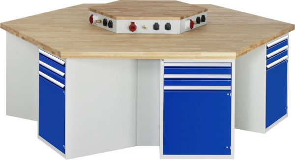 RAU Gruppenwerkbank 4000 - Modell 492, B2700 x T2340 x H900 mm, mit Energieaufsatz, 03-492-135B5M-EA1.11