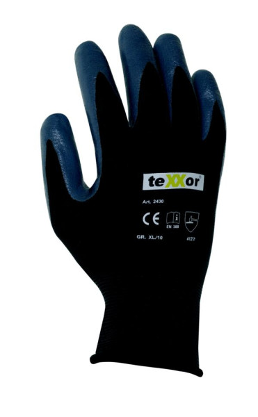 teXXor Polyester-Handschuhe "NITRIL BESCHICHTET", Größe: 10, VE: 240 Paar, 2430-10
