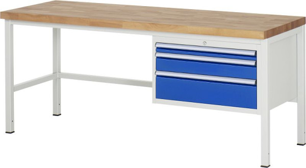 RAU Werkbank Serie 8000 - Modell 8226, B2000 x T700 x H840-1040 mm, Systemunterbau B1995 x T650 x H800-1000 mm, 03-8226A1-207B4H.11