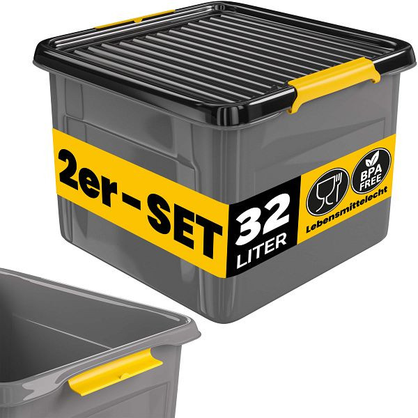 monzana Aufbewahrungsbox, VE: 2er-Set Grau/Anthrazit 39x39x26cm stapelbar, 997697