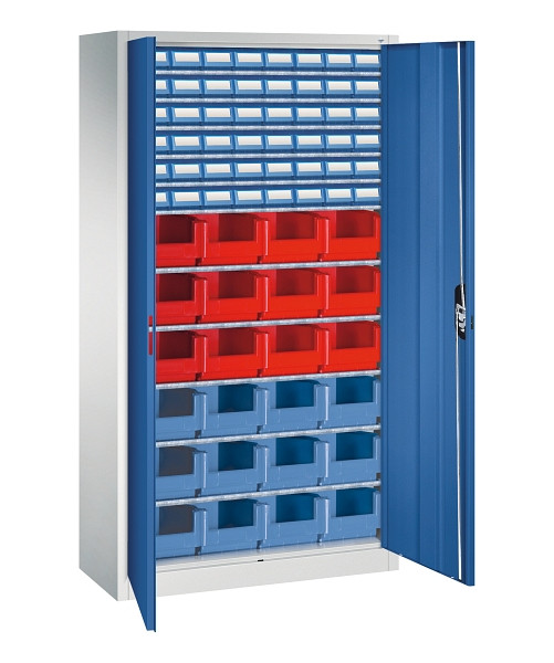 C+P Magazinschrank Serie 13, H1980xB1000xT420mm, 7035/5010, Einlegeböden 11, 133144-29 S10112