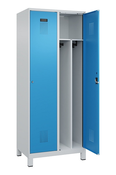 C+P Spind Evolo PLUS, mit Füßen, 2 Abteile, 1950x800x500mm, 7035/5012, Verschluss Zylinderschloss, 049010-22F S10034