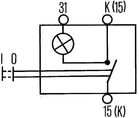 HELLA Schalter, S06, Zugbetätigung, Anschlussanzahl: 3, geschraubt, Ein/Aus Schalter, Bohrung-Ø: 14.5mm, Schalterbeleuchtung: grün, 6ED 004 778-021