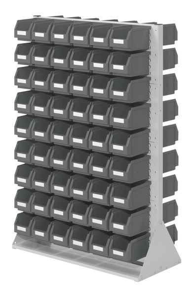 Kappes RasterPlan Systemeinheit Größe 4 doppelseitig H1450 x B1000 x T430 mm, RAL 7035, Inklusiv Lagersichtkasten 108 x Größe 5, 7008.08.3513