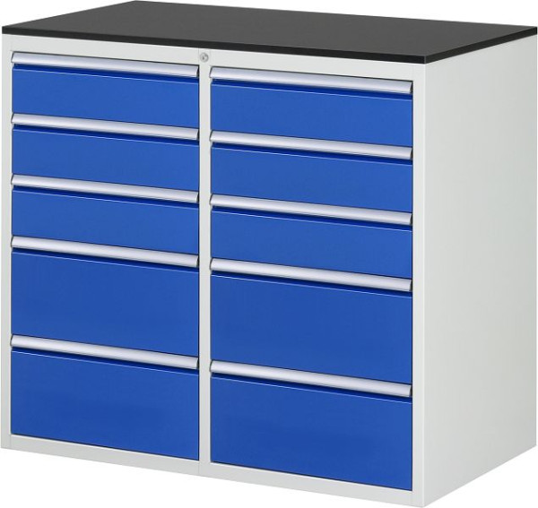 RAU Schubladenschrank Serie 7000, B1145xT650xH1030mm, li: 3xH150, 2xH240mm, re: 3xH150, 2xH240mm, Arbeitsplatte melaminharzbeschichtet, 03-LL7.4.4A-M.11