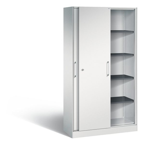 C+P Schiebetürenschrank Asisto, H1980xB1000xT435mm, Farbe: Lichtgrau, Bügelgriff, 5 OH, 142002-000 S10030