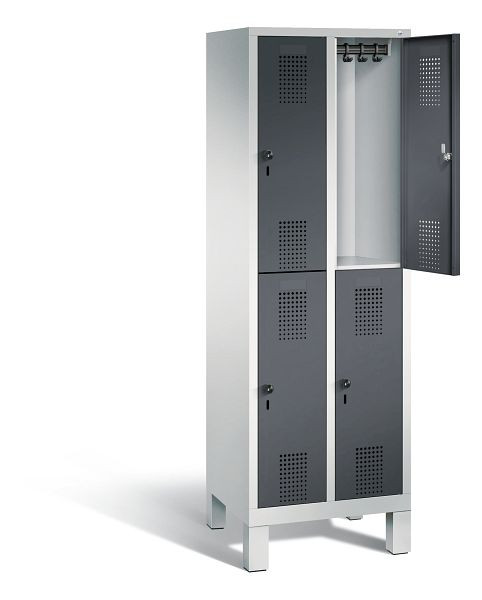 C+P Spind doppelstöckig Evolo, H1850xB610xT500mm, Farbe: Lichtgrau / Schwarzgrau, 48310-20 S10132