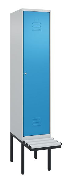 C+P Umkleidespind Classic PLUS, 2120x400x815mm, 7035/5012, Zylinderschloss, je 2 Doppel-Haken, 0800407-12F S10019