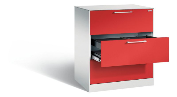 C+P Hängeregistraturschrank Asisto, H1010xB800xT600mm, Farbe: Lichtgrau / feuerrot, Bügelgriff, 146243-312 S10195