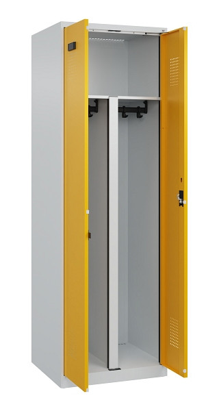 C+P PSA Schwarz-Weiß-Spind Evolo PLUS, 2 Abteile, 1850x600x500mm, 7035/1004, Zylinderschloss, 049002-20P S10027
