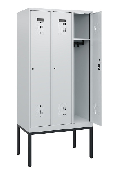 C+P Spind Evolo PLUS, Gestell, 3 Abteile, 1950x900x500mm, 7035/7035, Zylinderschloss, 0490305-30 S10040