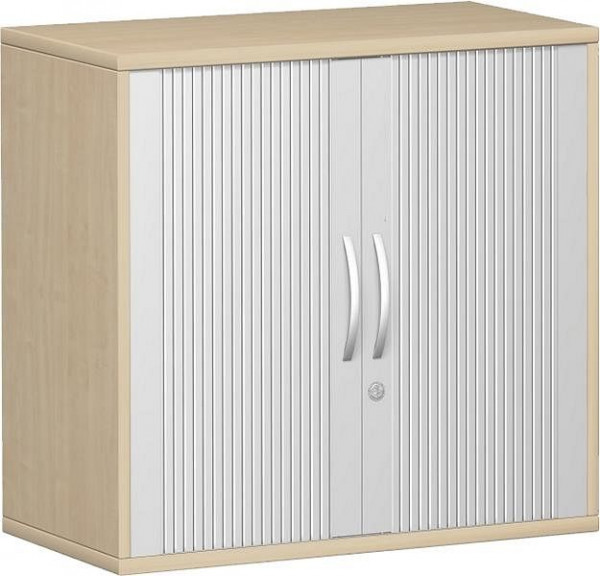 geramöbel Querrollladenschrank 1 Dekor-Einlegeboden, abschließbar, 800x425x768, Silber/Ahorn, N-10Q208-SA