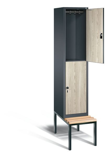 C+P Spind doppelstöckig Evolo, H2090xB420xT815mm, Farbe: Anthrazitgrau / Dekor Sen-Esche, 48350-12 S10077