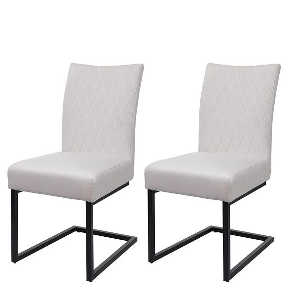 Mendler 2er-Set Freischwinger HWC-L15, Besucherstuhl Konferenzstuhl Stuhl, Samt Stahl pulverbeschichtet, creme-beige, 98110+98111