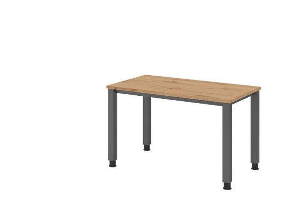 Hammerbacher Schreibtisch QS612, 120 x 67 cm, Platte: Asteiche, 25 mm dick, 4-Fuß-Gestell in Graphit (ähnlich RAL 7012), Arbeitshöhe 68,5-81cm, VQS612/R/G
