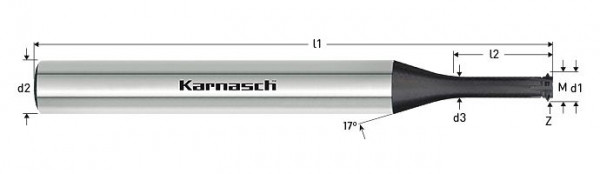 Karnasch VHM-Gewindewirbler Log-Top DIA HSC M 0,9 / Steigung 0.225 / 2,3xD DCC-G Innengewinde, 231768009