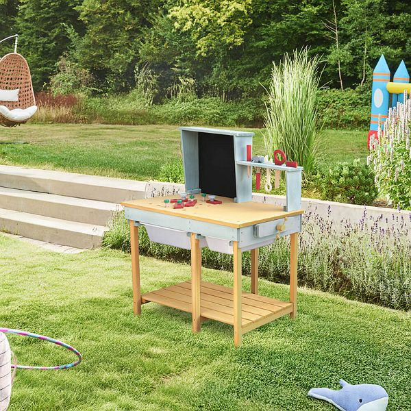 HOME DELUXE Werkbank aus Holz TOOL, Blau, 71956, 4058166416520