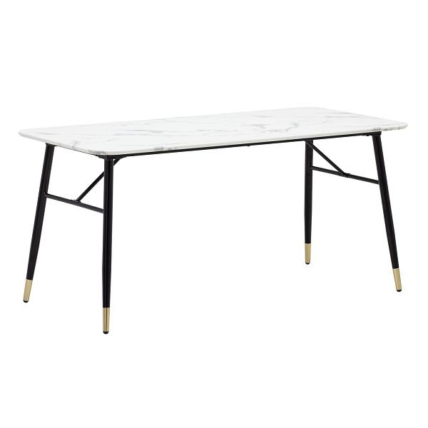 Wohnling Esszimmertisch 180x90x76cm Esstisch Weiß in Marmor-Optik, Küchentisch Groß, Speisetisch Rechteckig, WL6.961