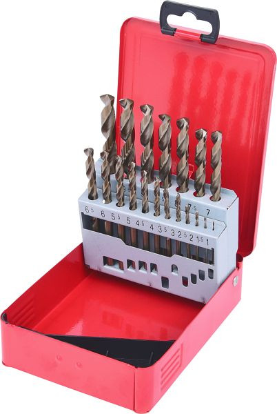 KS Tools HSS-G Co 5 Spiralbohrer-Satz, Stahlblechkassette 19-teilig 1-10mm, 330.3610