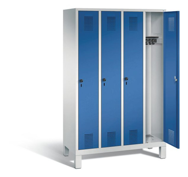 C+P Garderobenschrank Evolo, H1850xB1190xT500mm, Farbe: Lichtgrau / Enzianblau, 48010-40 S10018