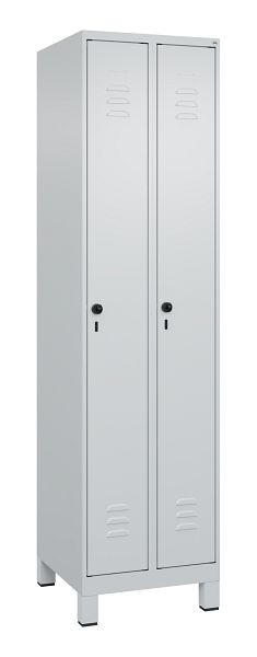 C+P Umkleidespind Classic PLUS, Füße, 2 Abteile, 1950x500x500mm, 7035/7035, Drehriegel, 080010-29 S10009