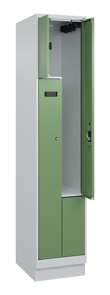C+P Z-Spind Evolo PLUS, Sockel, 2 Fächer, 1950x400x500mm, 7035/6011, Zylinderschloss, 049023-122 S10038